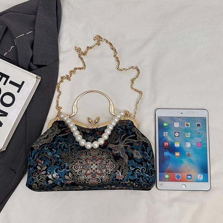 National Style Embroidered Brocade Mouth Gold Bag Women's Banquet Handbag