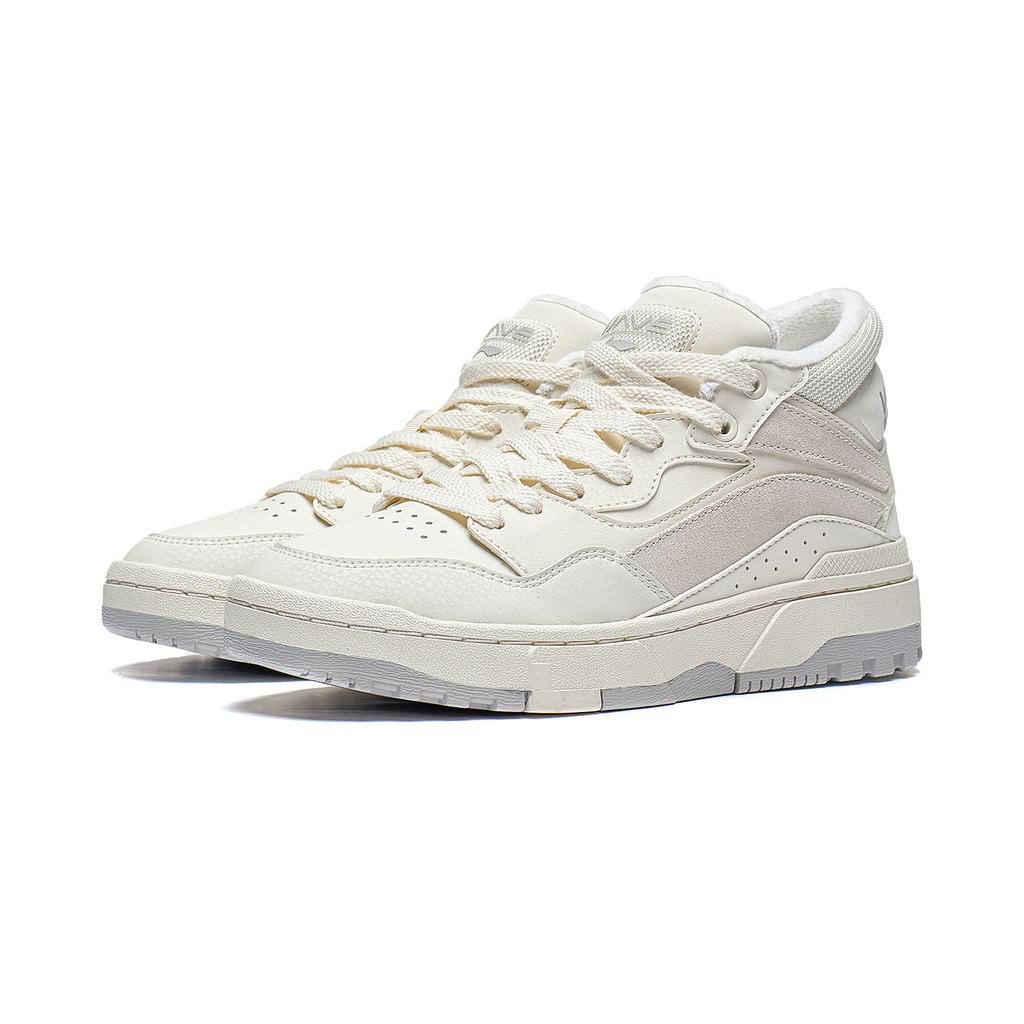 New LiNing Wave Mid Fleece Durable Breathable High Top Skateboard Shoes Women's Ecru AGCT226-1