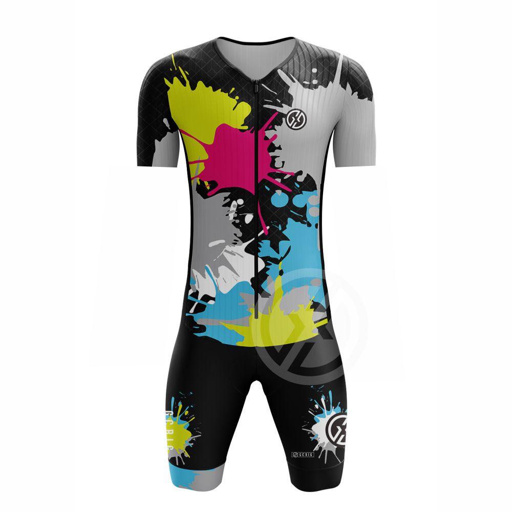 Tuta da Triathlon Uomo Body Tuta da Ciclismo Maglia Skinsuit Abbigliamento Anti-Schizzo Bici Set Lavorati a Maglia Veloci Tuta Culotte Mtb Uomo