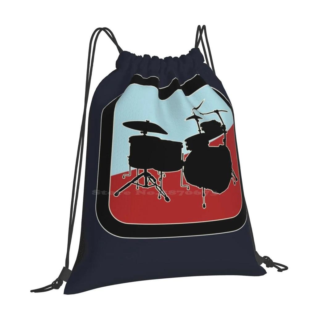 Drums Sign Fashion Pattern Design Travel Laptop School Backpack Bag Drums Percussion Drummer Musician Snare Vintage Sound Cool