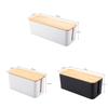 Wood Grain Desk Cable Organizer With Lid For Home Office And Bedroom Storage