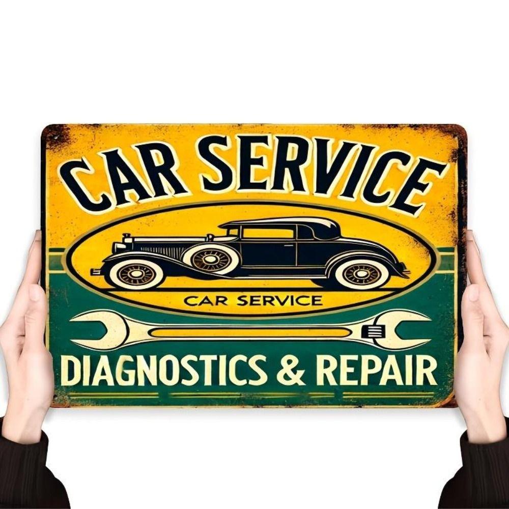 Vintage Metal Car Sign Decor Gift For Auto Lovers Garage Wall Art
