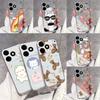 For Realme Note 80 70 70T 60 60X 50 4G Phone Case Brown Bear Rainbow Transparent TPU Shell For Oppo RealmeNote80 Soft Slim Cover