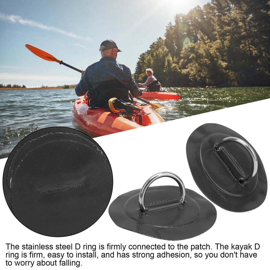 2pcs Inflatable Boat Kayak D  Pad Patch PVC Marine Stainless Steel Fixed Buckle(Black )