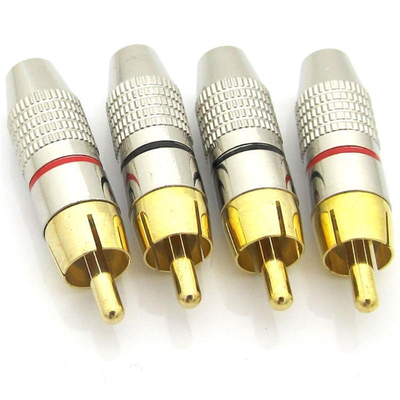 Pack of 10 Male Connectors 5 Red 5 Black Plugs with High Fidelitys Signal Transmission Zinc Alloy Texture for Sound