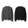 Men's Half-Zip Ripped Sweater - American High Street Design, Round Neck, Casual Knitwear for Couples (Spring/Autumn)