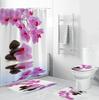 Beautiful Rose Fabric Shower Curtain Red Flowers Bathroom Curtains Pedestal Rug Toilet Lid Cover Non-Slip Carpet Bath Mats Rugs