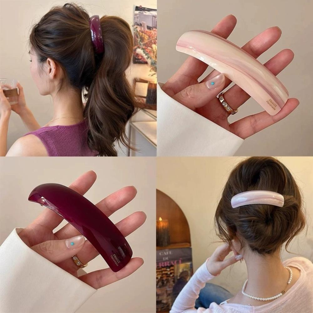 Elliptical Spring Clip Arc Large Hairpin Personalized Acetate Hair Clip  Female
