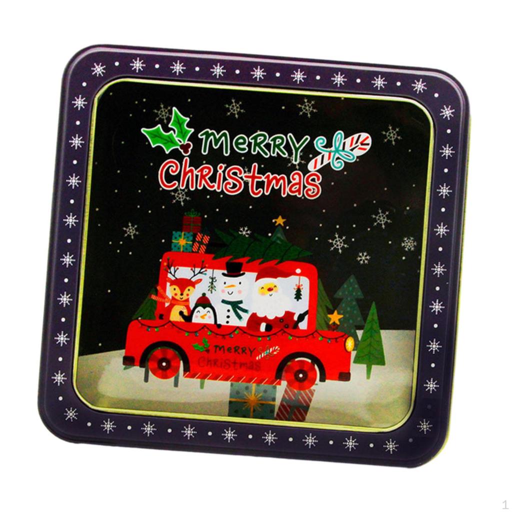 Christmas Candy Tins Xmas with Window Storage Tinplate Box Tin Gift for