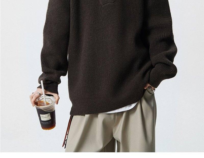 Men's American Retro Faux Two-Piece Polo Collar Sweater - Autumn/Winter Clean Fit Loose Casual Knitwear