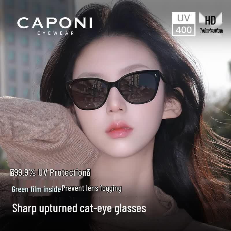 CAPONI Polarized Cat-Eye Sunglasses