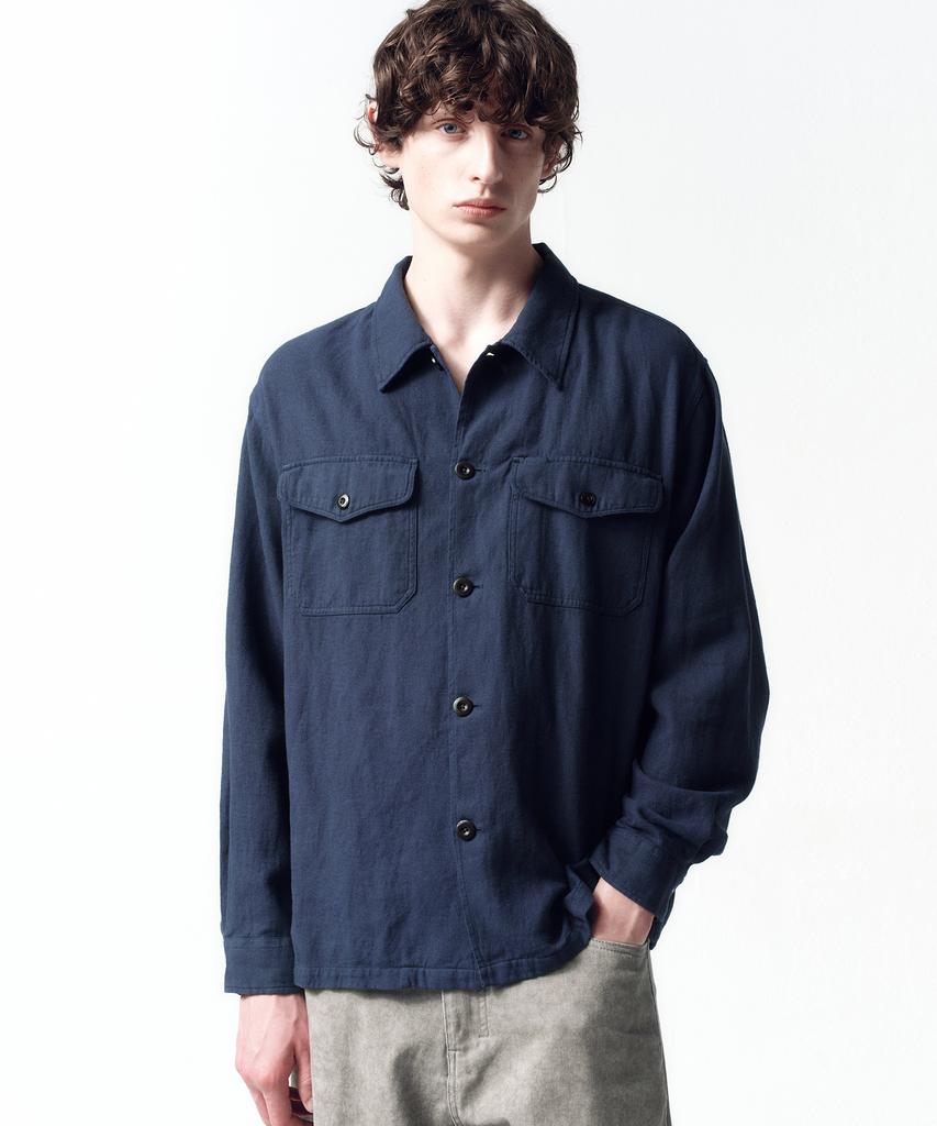 INSILENCE Garment-Dyed Fatigue Shirt Navy
