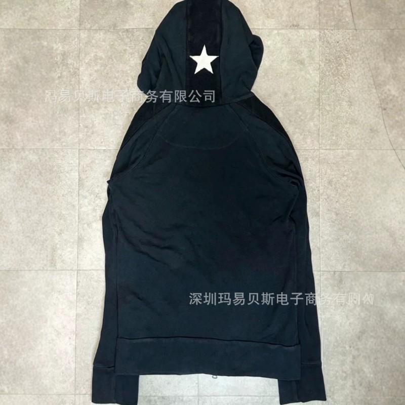 American Y2K Star Hooded Sweatshirt Jacket Distressed Patchwork Zip Up High Street Subculture Top
