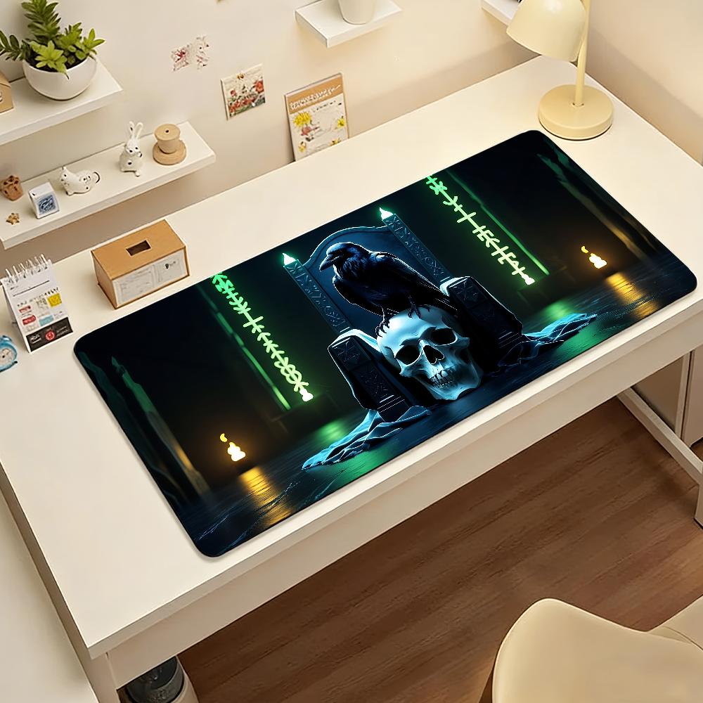 Crow Skull Ravens Mouse Pad Nonslip Locking Edge DeskMat PC Laptop Accessories Rubber Office Keyboard Large Game XXL Carpet