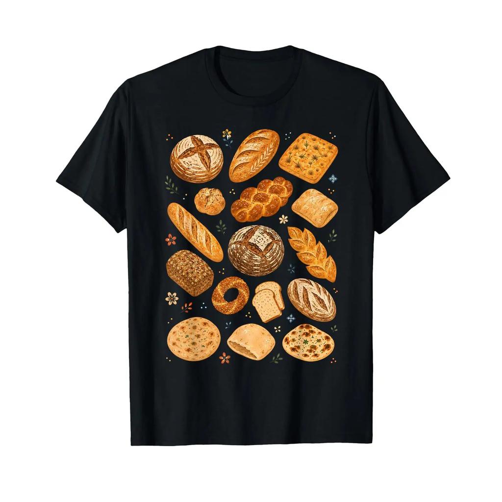 Bread Types Bakery Loaves T Shirt Vintage Versatile Stretched Casual Top For Everyday Wear Designer Clothes Graphic