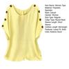 Women Tops Round Neck Batwing Short Sleeve Buttons Decor Tee Shirt Loose Fit Pure Color Summer Casual Blouse