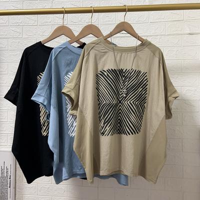 Women Clothing Plus Size Printing Street Casual T-shirts O-neck Short Sleeve Loose Vintage Tops Harajuku Summer Tees