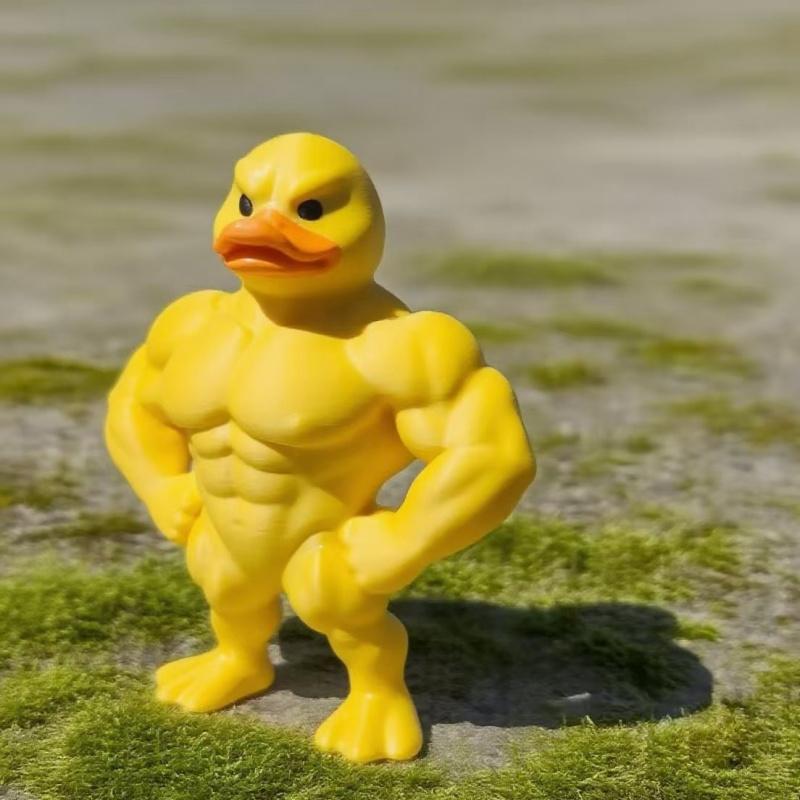 Creative Muscle Duck Statue Craft Duck Ornament Desktop Decoration Muscle Duck Statue 3D Desktop Home Indoor Outdoor Decor