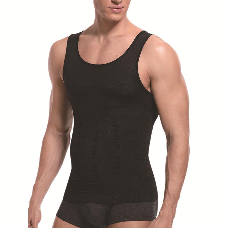 Men's Nylon Anti-static Seamless Body Shaper Vest with Tummy Control