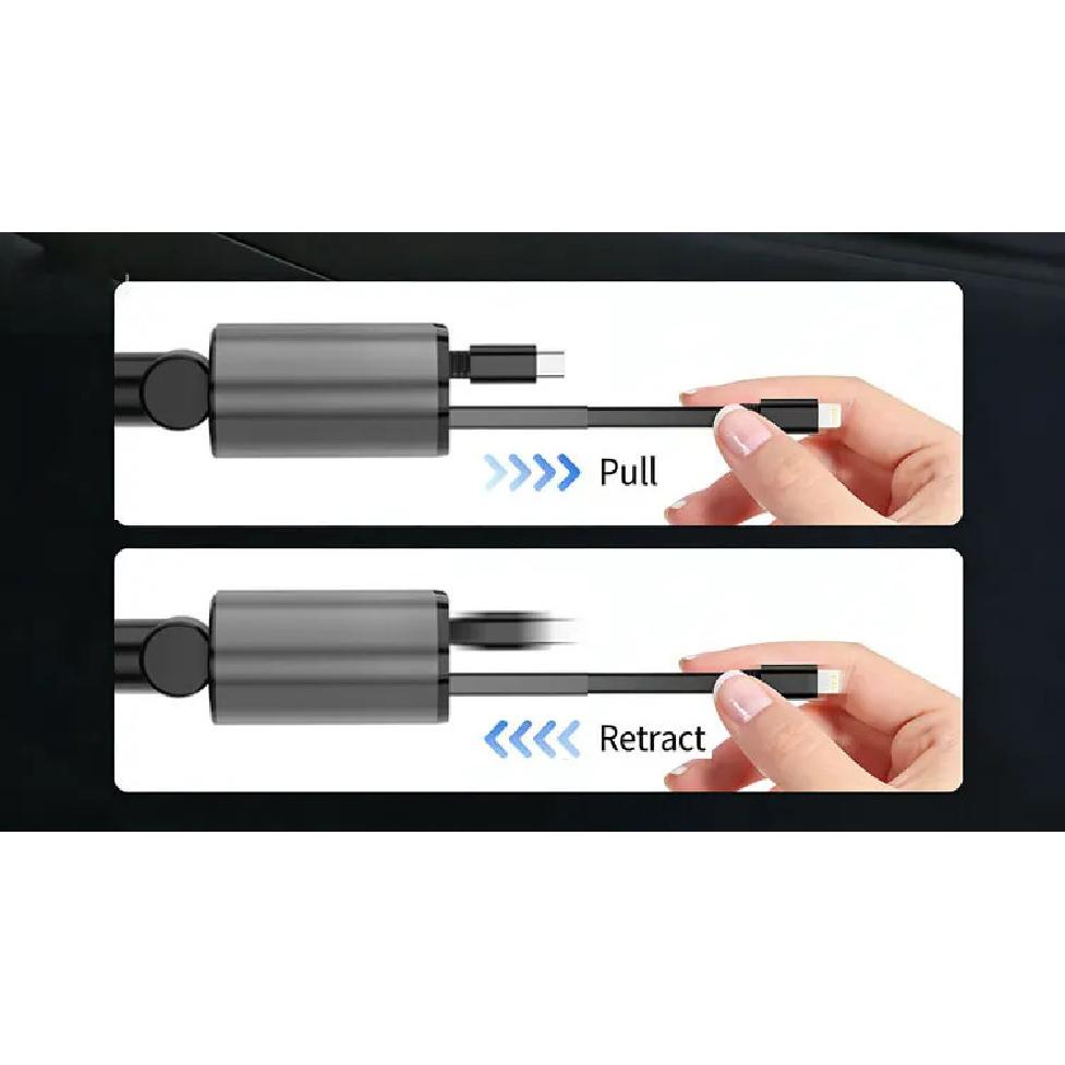 Car Charger USB Type C Adaptor 120W Fast Charge Retractable Charging Cable with Cords QC Adapter Car Charger For Iphone Android