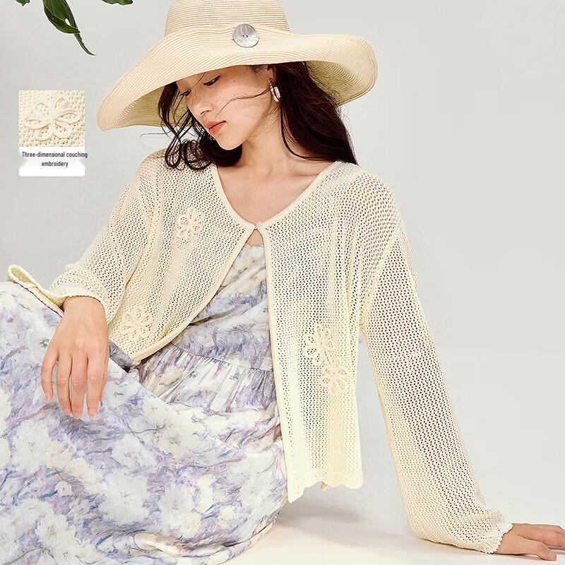 

INMAN Women s 3D Rope Embroidery Hollow Knit Cardigan XL