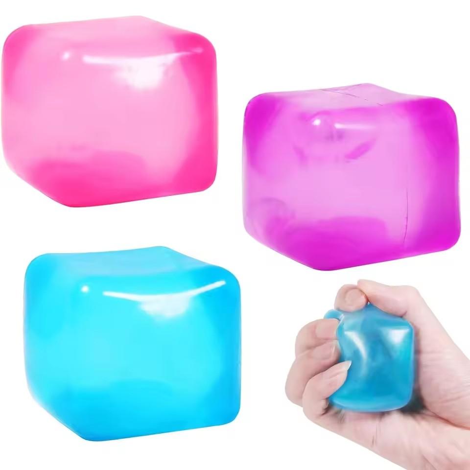 

Ice Cube Shaped Fidget Toy Square Stress Relief Ball Squishy Squeeze Toys for Anxiety ADHD Stress Relief Sensory Toys Ornament