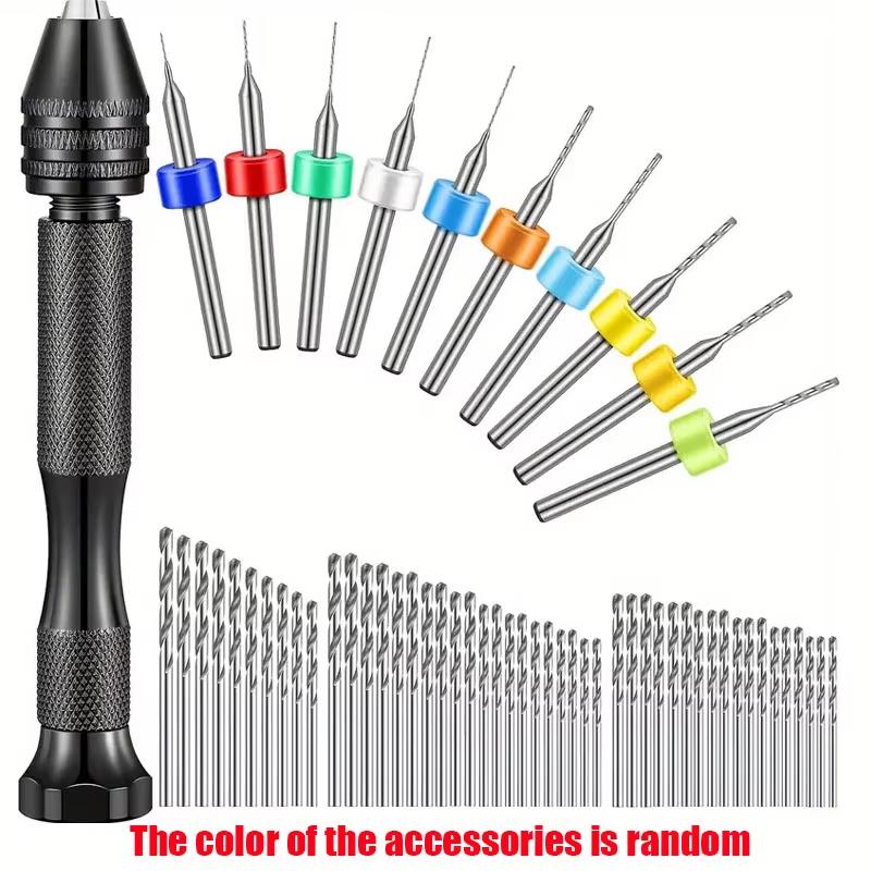 59pcs Pin Vise Hand Drill Bits Set 48pcs Micro Twist Drill Bits And 10pcs PCB Mini Drill Bits For Wood Carving DIY Jewelry