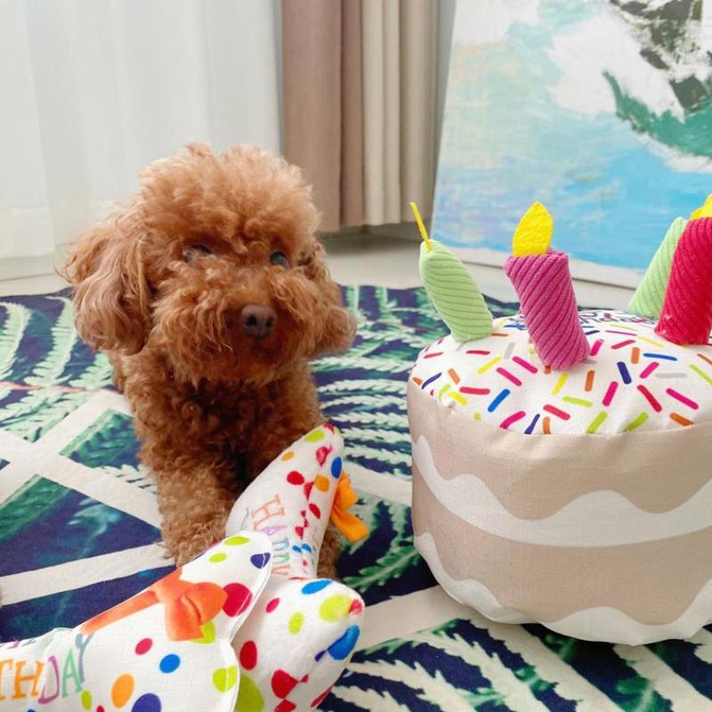 Cute Cake Pet Toy Cartoon Plush Dessert Squeaky Soft Puppy Kitten Toys Pet Interactive Toys Bite Resistant Pet Toys Pet Supplies