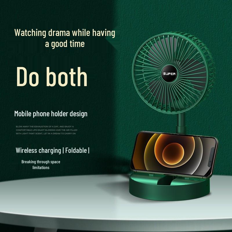 

Portable Telescopic Desktop Fan with USB Charging for Home, Office, and Outdoor Use Green Fan Direct Plug [Folding Storage + USB]