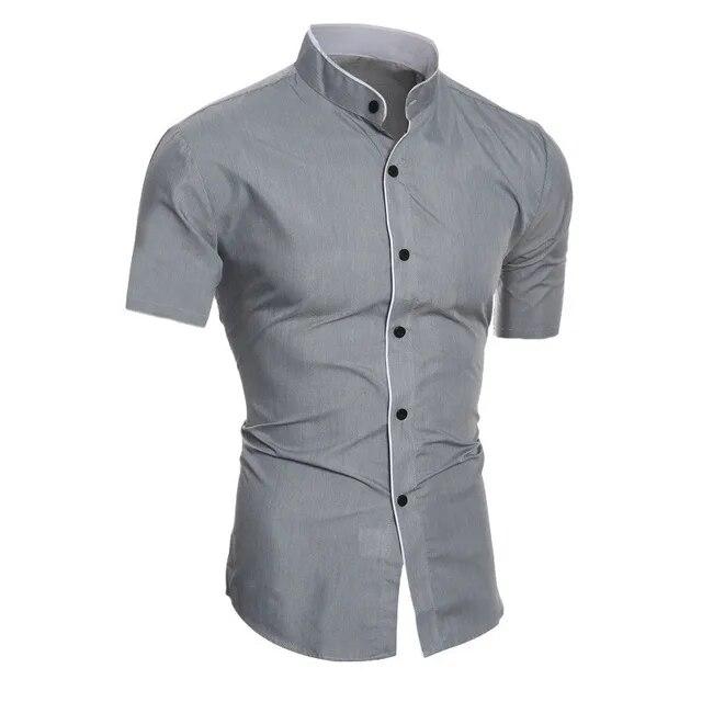 

Мужская однотонная повседневная рубашка с короткими рукавами S серый