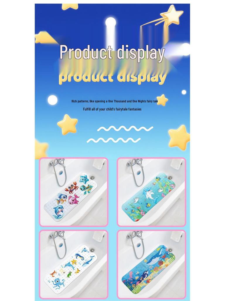 Gyermek Csúszásmentes Rajzfilm Fürdőszobai Szőnyeg - Mosható Ovális Biztonsági Zuhanyzótálca Padló Szőnyeg