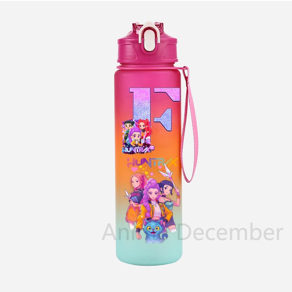 Anime K-Pop Demon Hunters A-Z English Letter Printed Character Water Cup Demon Hunters Large Capacity Outdoor Portable Drinking Bottle for Boy Girl