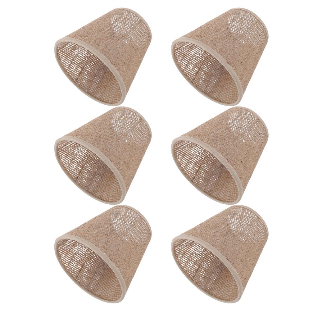 6pcs Chandelier Lamp Shades Set Elegant E14 Natural Jute Rope Clip On Bulb Lampshades for Chandelier