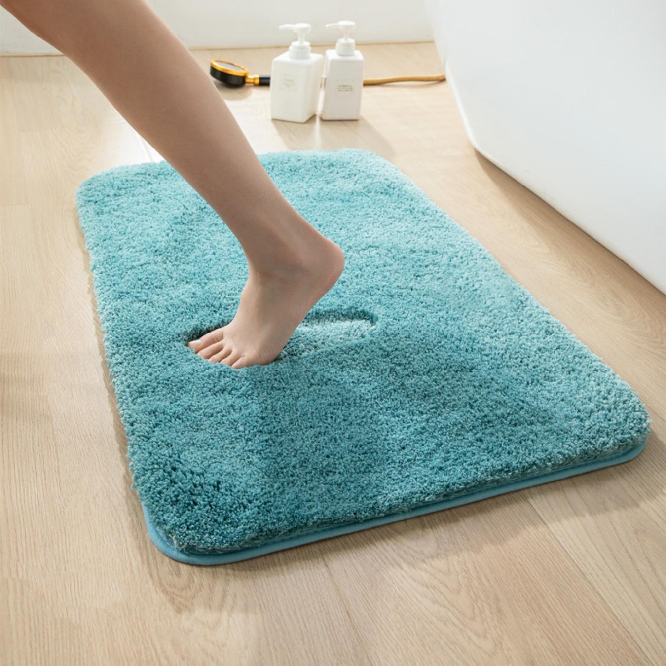 

Бархатный коврик для ванной комнаты, нескользящие коврики для ванной, коврик для ванной, коврик для двери в душевую кабину, пена с эффектом памяти, 3D-подложка 500mm*800mm небесно-голубой