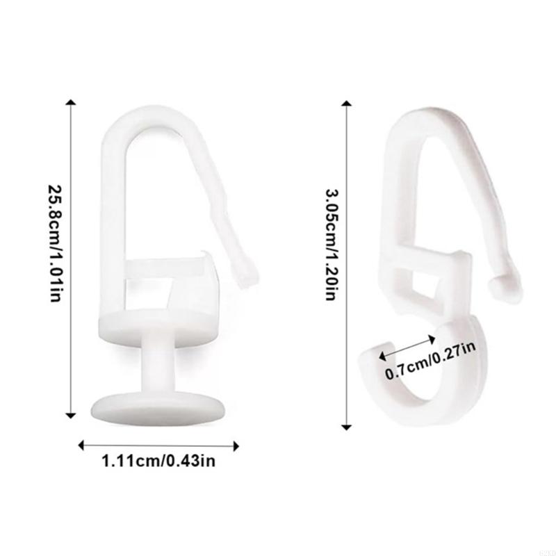62KD Curtain Installation Set with 50 White Cutain Track Slides Gliders with Folding Hook and 50 S Hook for Home Decors