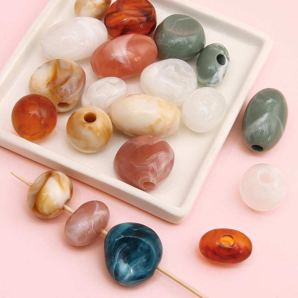 Handmade Bracelet Beads Acrylic Two-color Large Hole Shaped Loose Beads Beads Handmade Diy Bracelet Necklace Pendant Clothing Vintage Accessories