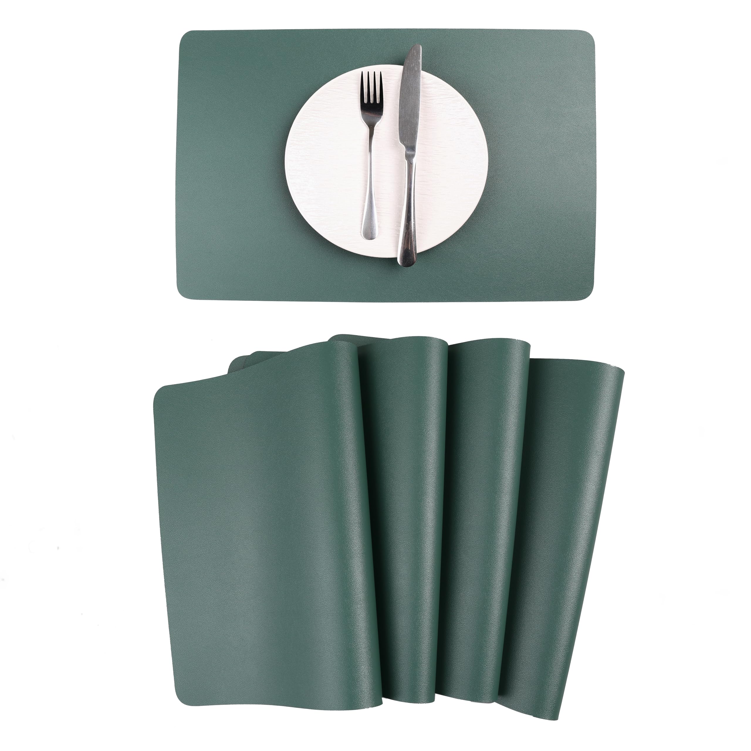 

Mewind Set of Nordic PU Easy to Gorgeous Decorative Placemats for Home and Restaurant Use Placemats, 4, Style, High-Quality Leather, Water-Repellent, зелёный