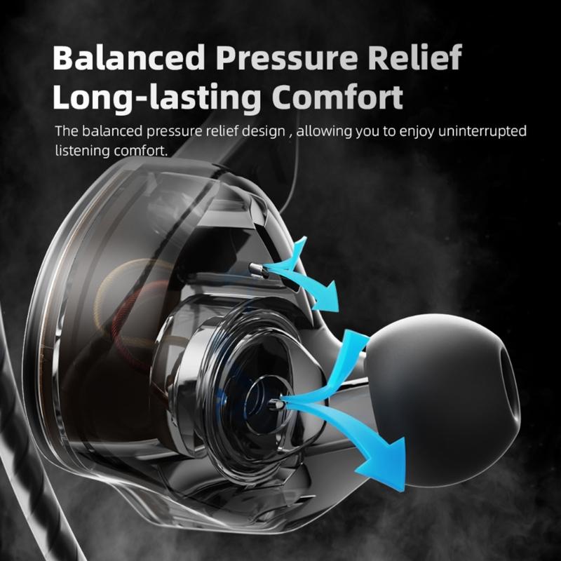 HiFi-Kopfhörer 3,5 mm Dynamische Treiber Ohrhörer mit Abnehmbarem Kabel und Tiefbass für Laufen und Fitnessstudio-Training