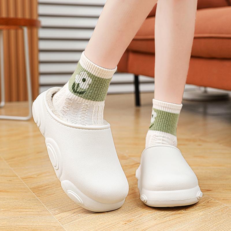 Couple Style Cotton Slippers for Women Winter Thick Bottom Waterproof Outer Wear Cotton Slippers Home Warm Men's Shoes