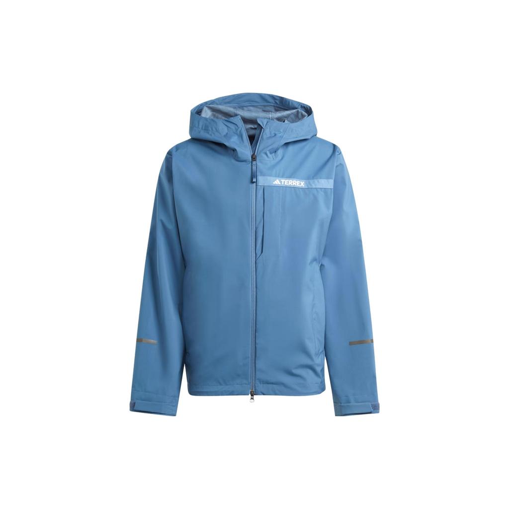 Adidas Terrex Multi Rain.Rdy 2.5-Layer Rain Jacket Solid Color Logo Hooded Long Sleeve Jacket Men Jacket Blue HZ9264