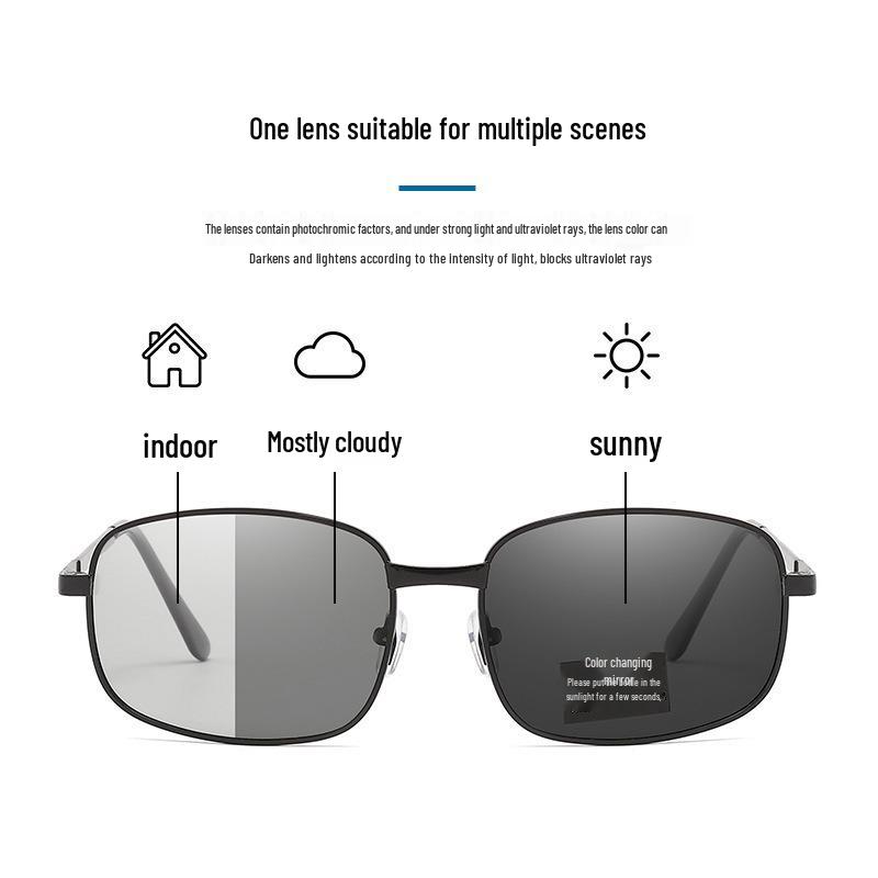 X3027 Чоловічі розумні фотохромні поляризаційні металеві квадратні сонцезахисні окуляри для водіння та риболовлі