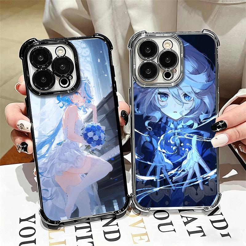 Genshin Impact Furina Soft Phone Case For iPhone 15 16 17 Air 14 Pro Max 16E Plus 13 12 Mini Plating Anti-Fall Fundas