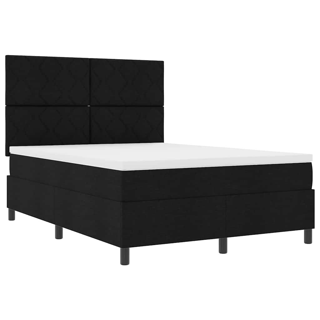 Boxspring Bed with Headboard Black 140 x 190 cm Fabric
