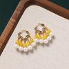 Original design earrings, natural agate pearls, retro earrings, ear buckles, medium and high-end earrings for women