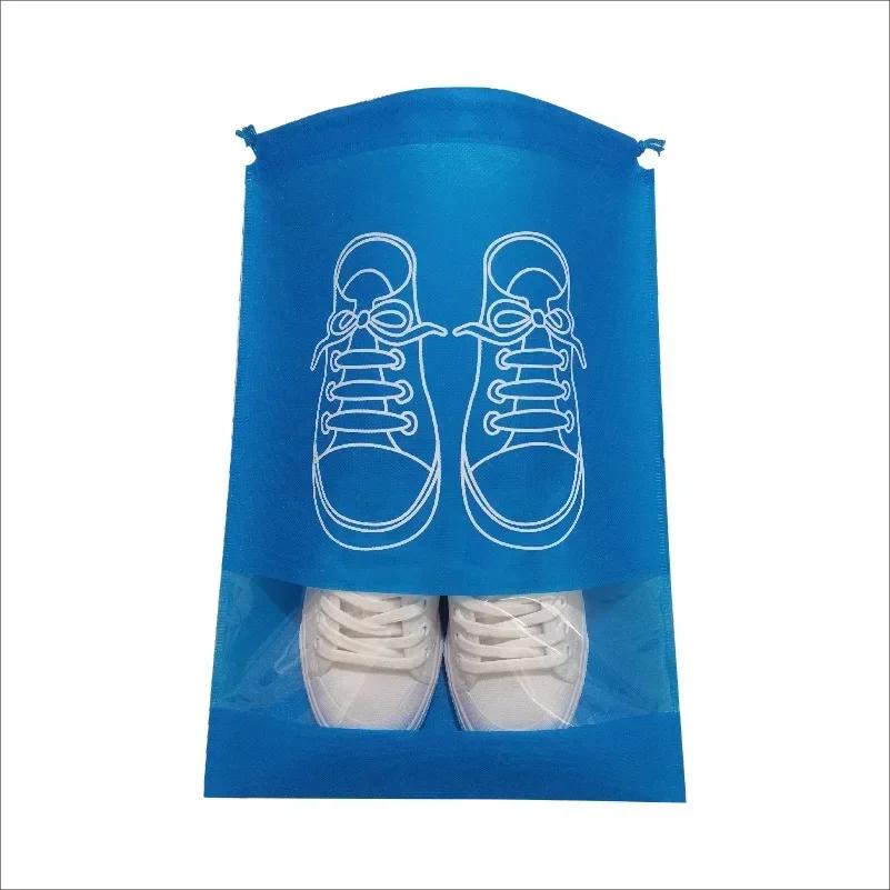 Portable Non-Woven Cloth Shoe Bags Waterproof Dustproof Travel Shoe Storage Bag Hanging Drawstring Packing Pouch Organizer