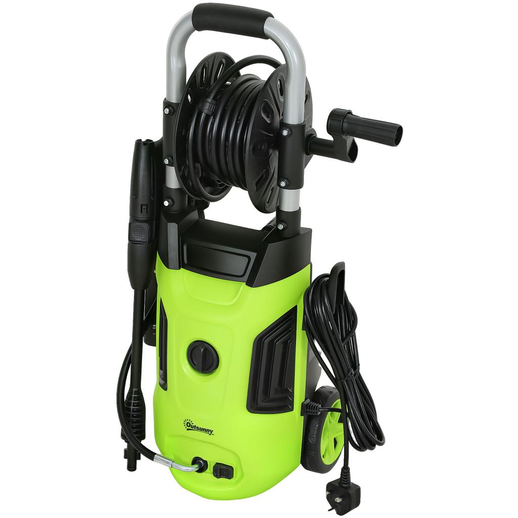 1800W High Pressure Washer, 150 Bar Pressure, 420 L/h Flow, Portable Power Washer Jet Wash Cleaner with Adjustable Nozzle, 6M Hose, Hose Reel