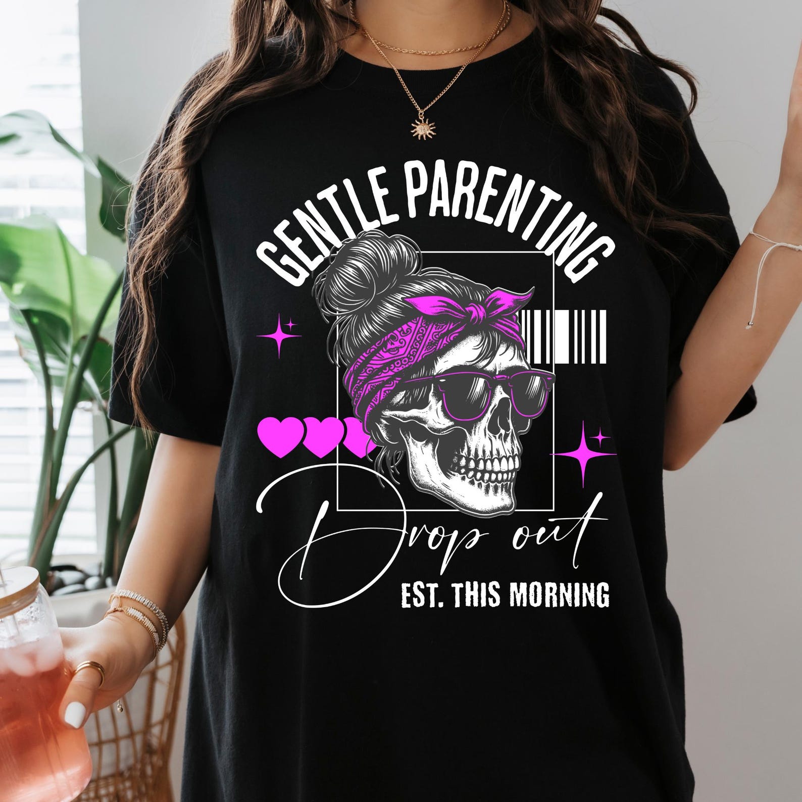 Gentle Parenting Drop Out T-Shirt: Funny Mom Sarcastic Tee L