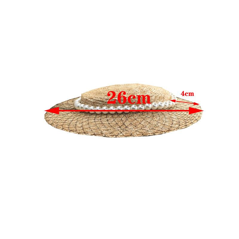 Straw Ladies Pearl Mesh Decoration Straw Hats Retro Tide Beach Sun Shade Womens Summer Caps Gril Fashion Elegante Wide Brim Hat