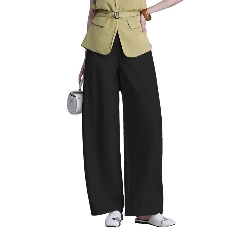 Women's Spring Fashion: High-Waisted Wide-Leg Pants - Loose, Lazy Style, Slimming, Long, Drape, and Straight-Cut Casual Wear