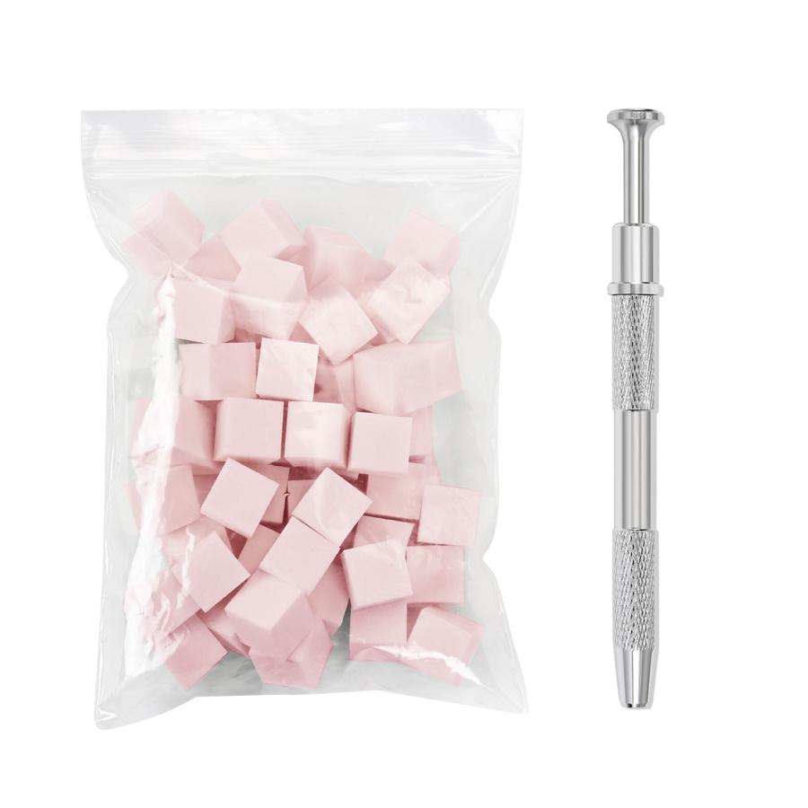 

Набор аппликаторов для румян для нейл-арта с 50 мягкими губками для смешивания градиентов, инструмент для захвата, штамп для маникюра розовый